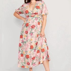 Old navy linen floral midi dress